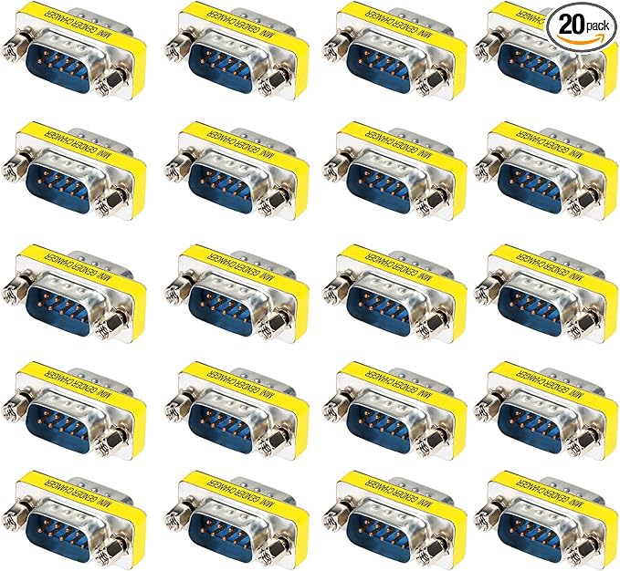 abcGoodefg 9 Pin RS-232 DB9 Male to Male Female to Female Serial Cable Gender Changer Coupler Adapter (20 Pack, DB9 Male to Male)