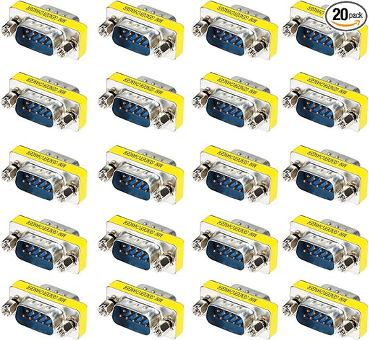 abcGoodefg 9 Pin RS-232 DB9 Male to Male Female to Female Serial Cable Gender Changer Coupler Adapter (20 Pack, DB9 Male to Male)