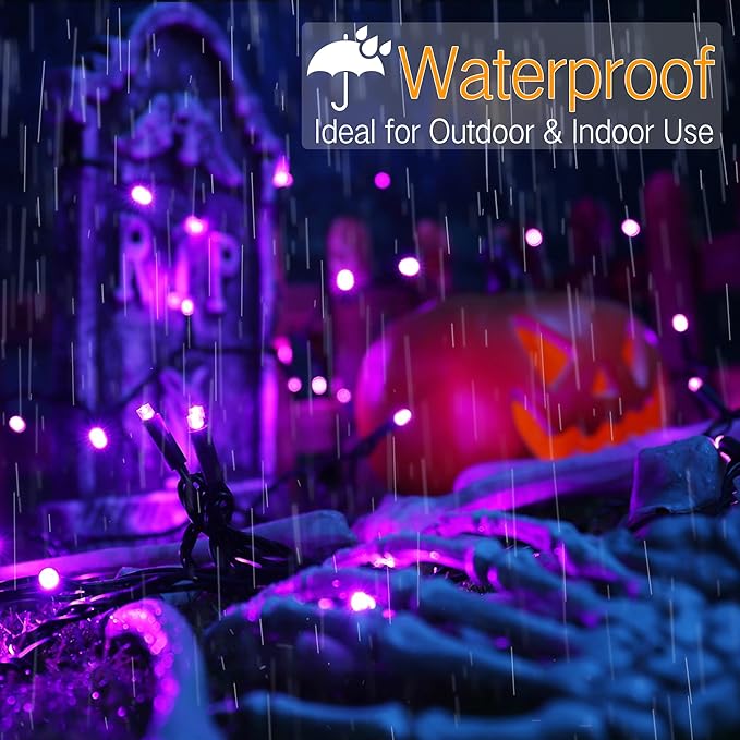 Brizled Purple Christmas Lights, 33ft 100 LED 5mm Wide Angle Gentle Twinkle Christmas Lights, 120V UL Certified Connectable Purple String Light Outdoor Xmas Tree Light for Xmas Halloween Tree Home