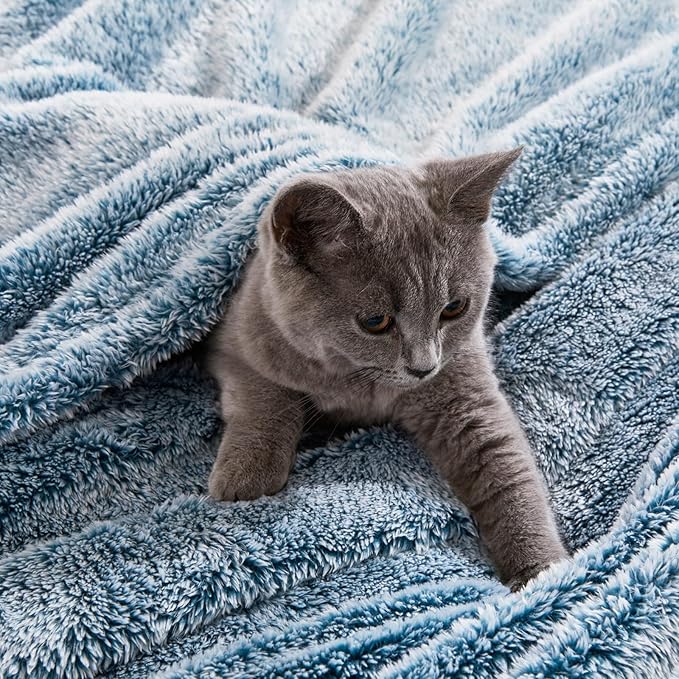 Exclusivo Mezcla Plush Fuzzy Fleece Bed Blanket King Size, Super Soft, Fluffy and Warm Blankets, Suitable for All Seasons (Mixed Teal, 90x104 Inches)