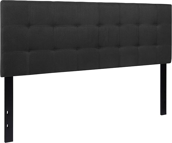 Flash Furniture Bedford Tufted Upholstered Headboard for Queen Size Bed, Contemporary Fabric Tufted Headboard with Adjustable Height, Black