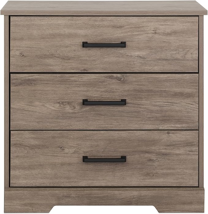 Prepac Rustic Ridge Farmhouse Nightstand Bedside Table, Brown Nightstand for Bedroom, End Table with 3 Drawers 16.25"D x 27.5"W x 26.75"H