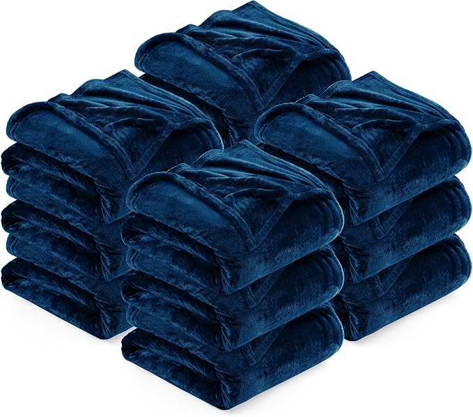 Utopia Bedding Navy 300GSM Fleece Blanket (Twin Size - 60x80 Inch) Luxury Soft Bed Blanket (Bulk Pack of 12)