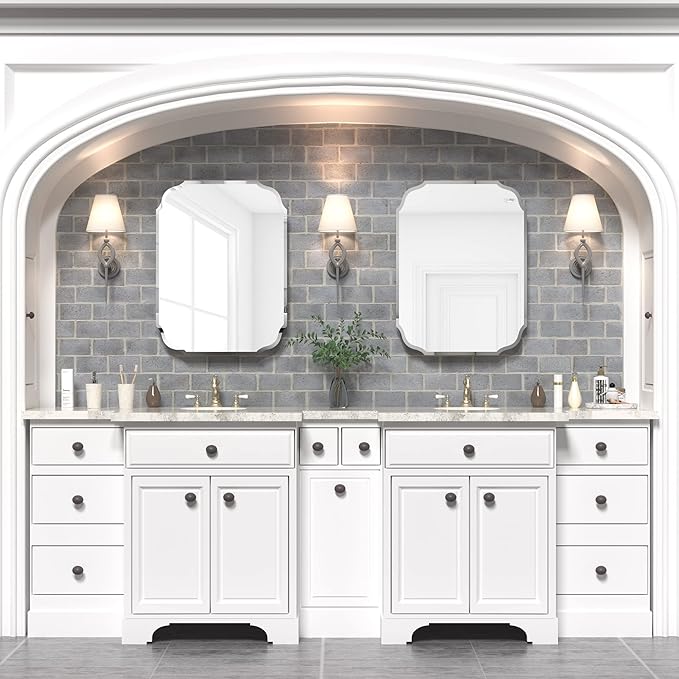 Silver Wall Mirror-Beveled Edge Frameless Mirrors for Bathroom, Vanity, Bedroom, Rectangle Mirrors（17.8X23.7inch）