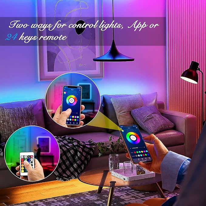 DAYBETTER Led Strip Lights Smart with App Control Remote, 5050 RGB for Bedroom, Music Sync Color Changing for Room Party 200 ft (4 Rolls of 50 ft)