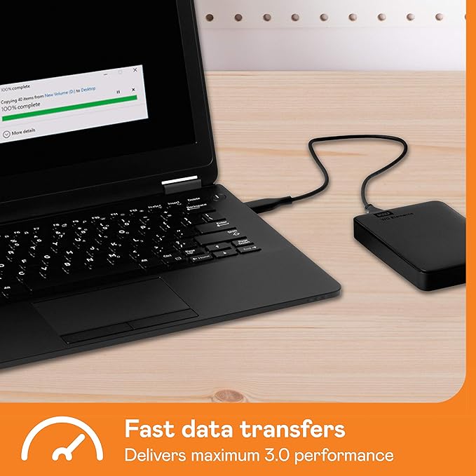 WD 3TB Elements Portable External Hard Drive, USB 3.0, Compatible with PC, Mac, PS4 & Xbox - WDBU6Y0030BBK-WESN