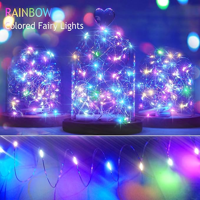 Christmas Fairy Lights Battery Operated-15 Packs 20 LED 6.6FT Silver Wire String Lights Firefly Starry Lights for DIY Custom Table Centerpiece Wedding Party Decoration (Multicolor2)