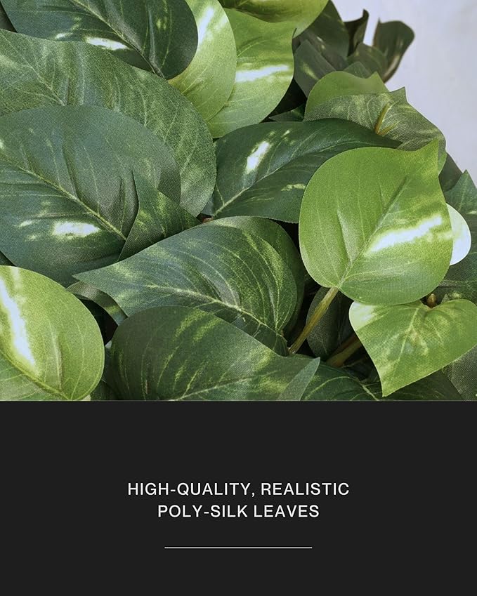 Retrograde 32" Realistic Fake Pothos Ivy Plant for Home Decor Indoor Silk Artificial Plant (Variegated - Light & Dark Green)