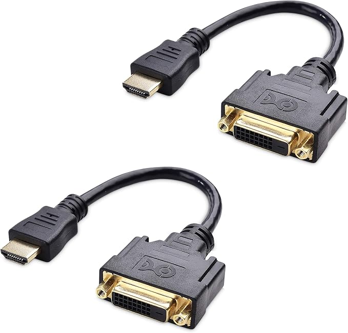 Cable Matters 2-Pack Bi-Directional HDMI to DVI Male to Female, DVI to HDMI Female to Male Cable Adapter - 5 Inches