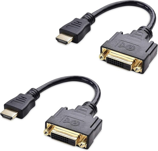 Cable Matters 2-Pack Bi-Directional HDMI to DVI Male to Female, DVI to HDMI Female to Male Cable Adapter - 5 Inches