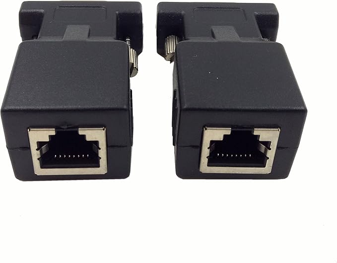 Halokny VGA Extender Over Ethernet Adapter, VGA 15 Pin Male to CAT5 CAT6 RJ45 Female Network Cable Extender Connector Adapter(2-Pack)