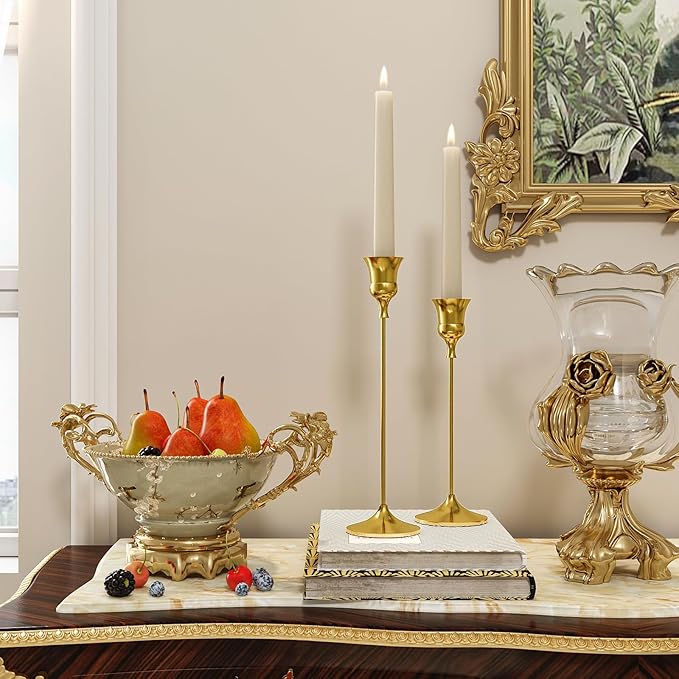 Candlestick Holders Gold, 3 Packs Taper Candle Holder for Candlesticks, Candle Sticks Holder Decor for Home Decor