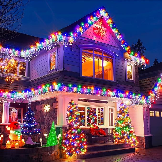 JMEXSUSS 8 Pack 50 LED Multicolor Christmas Fairy Lights Battery Operated - Each 16 Ft Christmas Tree Multicolor Lights Indoor Outdoor Decorations