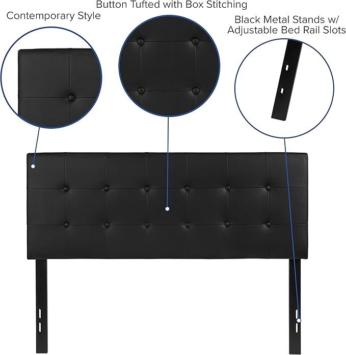 Flash Furniture Lennox Tufted Upholstered Full Size Headboard in Black Vinyl