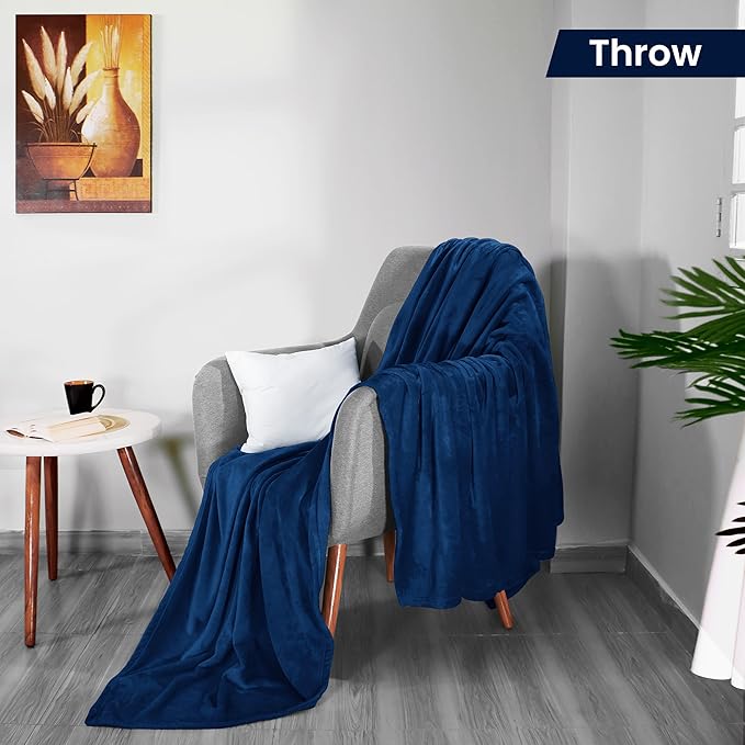 Utopia Bedding Fleece Blanket Throw Size Navy 300GSM Luxury Anti-Static Fuzzy Soft Microfiber Blanket for Couch, Sofa and Bed (60x50 Inch)