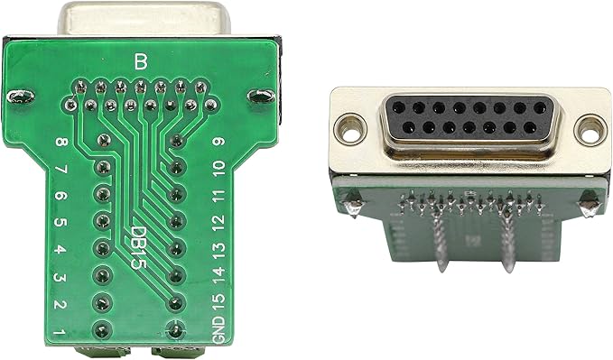 CERRXIAN DB15 Breakout Connector, Serial Female to DB15 Screw Terminal Signal Module with Plastic Case & Accessories (Black)