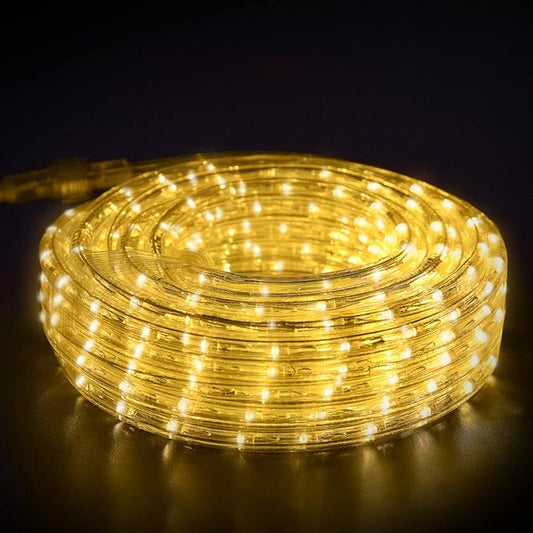 GouTonG LED Rope Lights, Warm White 110V 3000K, Indoor or Outdoor, 20ft, Perfect for Deck, Garden, Patio, Landscape Lighting, Bedroom Décor, Waterproof, Ideal for Backyards, Decorative Lighting