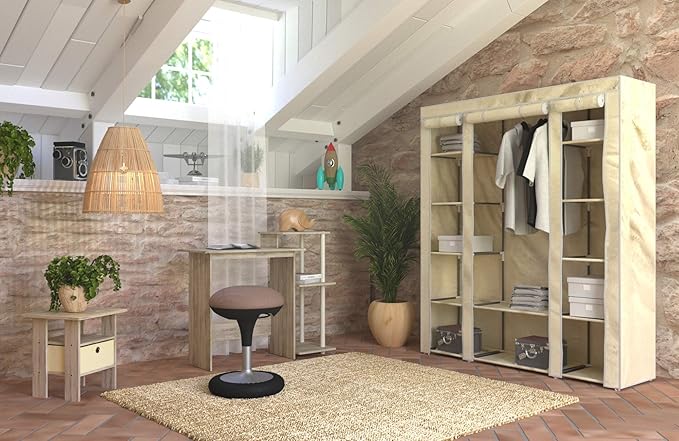 Furinno ANDREY Side Table, End Table, Night Stand with Open Shelves and Storage Bin, Bedside Table, for Living Room, Bedroom, Sonoma Oak