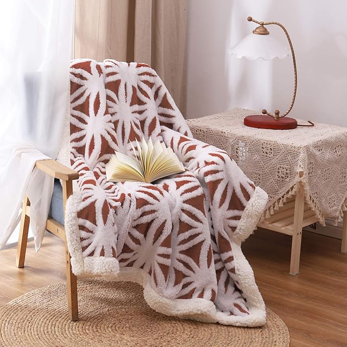 LOMAO Sherpa Fleece Blanket Fuzzy Soft Throw Blanket Cozy Dual Sided Blanket for Couch Sofa Bed (Brown, 51"x63")