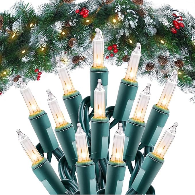 Minetom 100 Count 25 Feet Christmas String Lights, Incandescent Bulb Mini Lights for Outdoor Indoor Xmas Tree Birthday Wedding Party Festival Christmas Decorations Decor