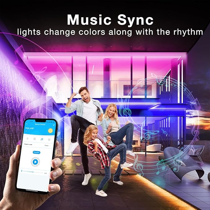 100ft Outdoor LED Strip Lights Waterproof, IP67 Waterproof LED Light Strips with Remote and APP Control, Timing, Music Sync RGB Exterior LED Rope Lights for Outside, Roof, Deck, Balcony, Garden, Pool