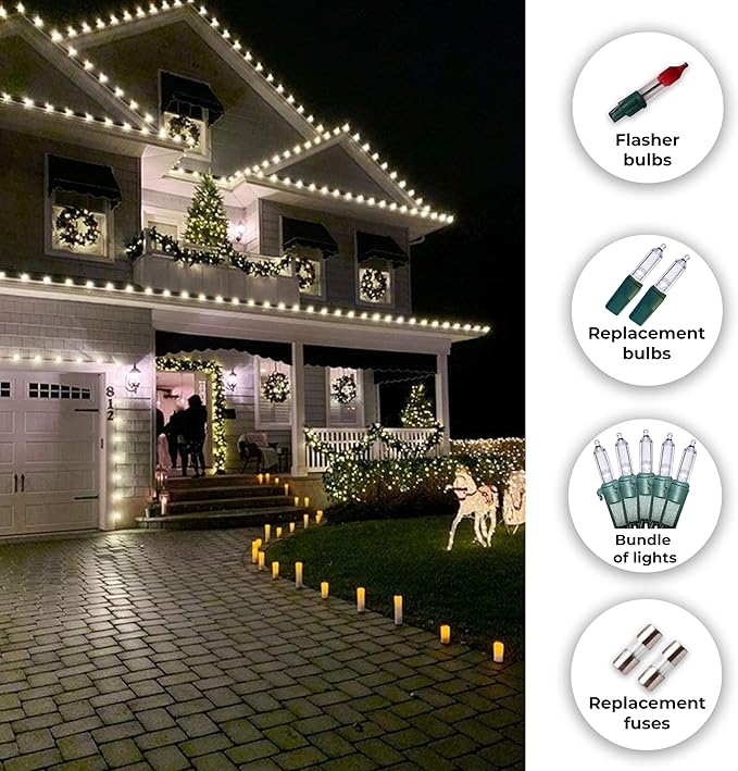 Holiday Essence Christmas LED Lights 100 Cool White String Lights for Indoor and Outdoor Decorative Use, Holiday and Tree Decor, Patio Hanging Lighting Decorations, Green Wire, 26.9 Ft, UL Certified