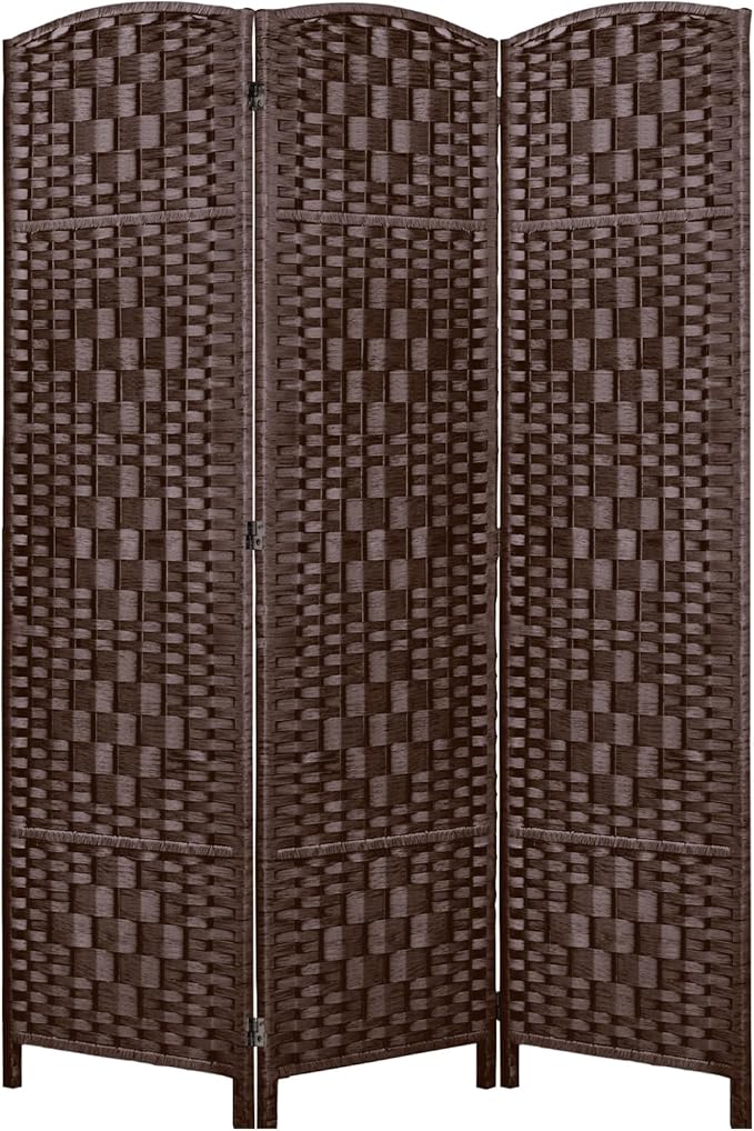 Rose Home Fashion 6 ft Tall Room Divider, Room Dividers and Folding Privacy Screens, 15.7in Privacy Screen 3 Panel Partition Temporary Wall Separation for Private, Brown