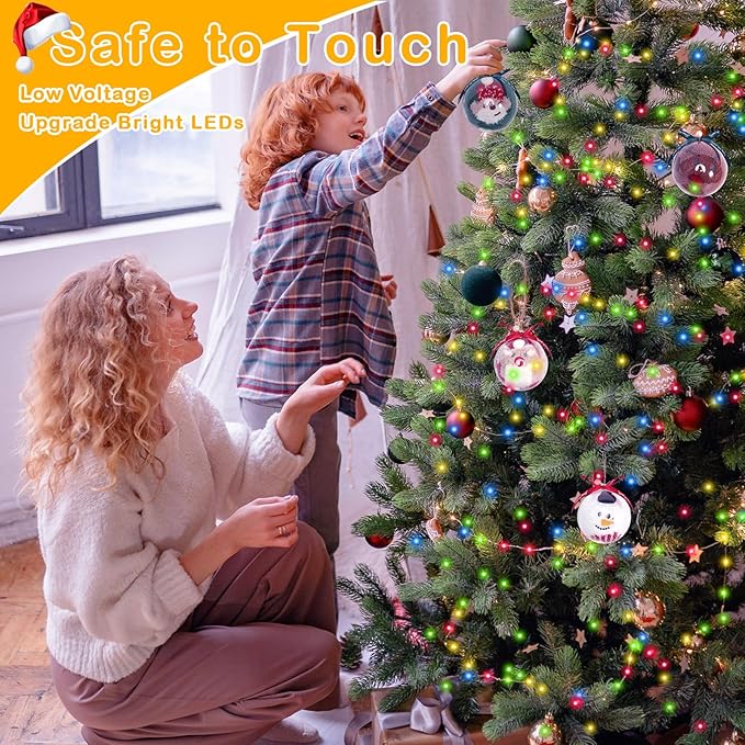 Decute 300LED Christmas Tree Lights Fairy String Light 99FT Green Copper Wire Warm White and Multicolor Dimmable with Remote, UL Cerficated Twinkle Lights for Party Wedding Indoor Outdoor Decor