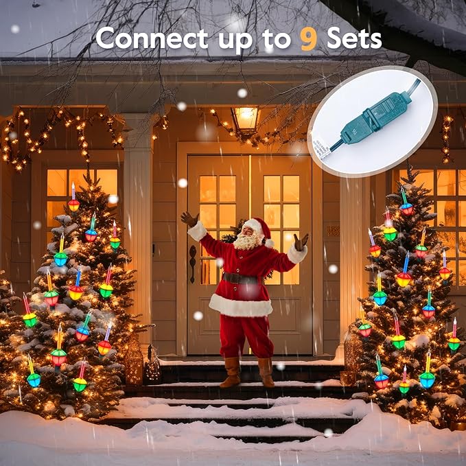 Brightown Bubble String Lights - 6.5ft 9 Counts Christmas Light Bulb, Traditional Multicolor Bubble Lights for Christmas Tree Holiday Celebrations Lighting, 7 Colors