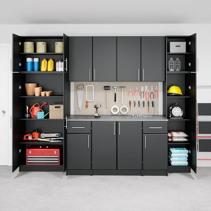 Prepac Elite 32 in. 2-Door Engineered Wood Stackable Wall Cabinet in Black