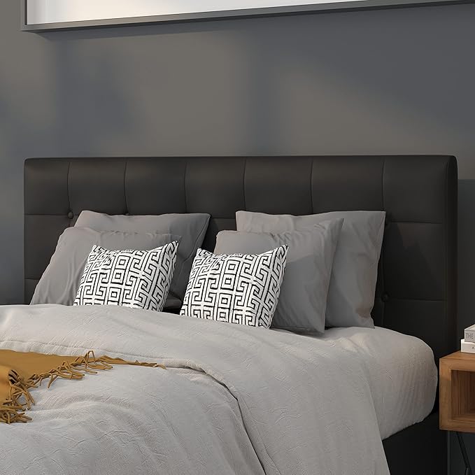 Flash Furniture Lennox Tufted Upholstered Full Size Headboard in Black Vinyl