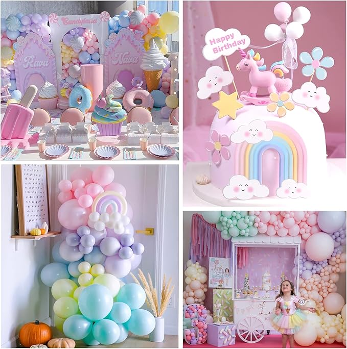 Daisy 219Pcs Balloons Garland Kit with Number 3 Balloon, Banner, Cake Topper, Rainbow Birthday Party Decorations for 3 Year Old Girl