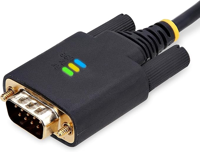 StarTech 10ft (3m) USB to Null Modem Serial Adapter Cable, COM Retention, FTDI, USB-A to RS232, LED Indicators, Changeable DB9 Screws Nuts