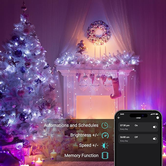 Brizled Smart String Lights, 196ft 600 LED Smart WiFi Color Changing Fairy Lights App Controlled, RGB Christmas Lights Clear Wire Work with Alexa & Google Home for Halloween Indoor Outdoor Tree Decor