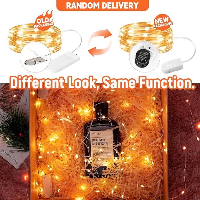12 Pack Orange Fairy Lights Battery Operated String Lights, 7ft 20 Led Waterproof Copper Wire Firefly Starry for DIY Wedding Party Bedroom Christmas
