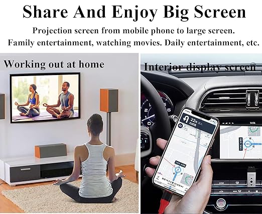 zdyCGTime Phone and Tablet 1080P HDTV Mirroring Cable 2 in 1, HD HDMI Male to 2 USB A Female/Male Cable,1080P/60HZ HDMI HDTV Cable, Used in HDTV, Projector, Monitor, etc (Type-C, Red)
