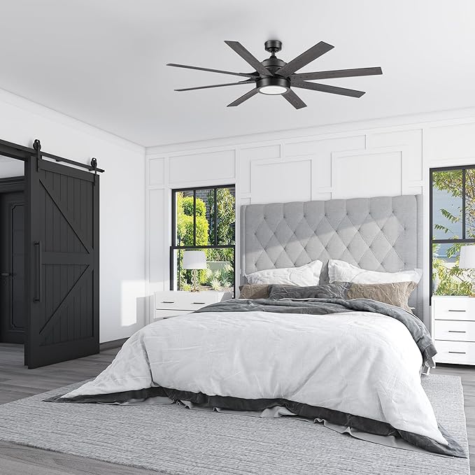 Honeywell Ceiling Fans Xerxes, 62 Inch Modern Indoor Ceiling Fan with Lights and Remote Control, Color Changing LED, 8 Dual Finish Blades, Reversible Motor - 51904-01 (Black)