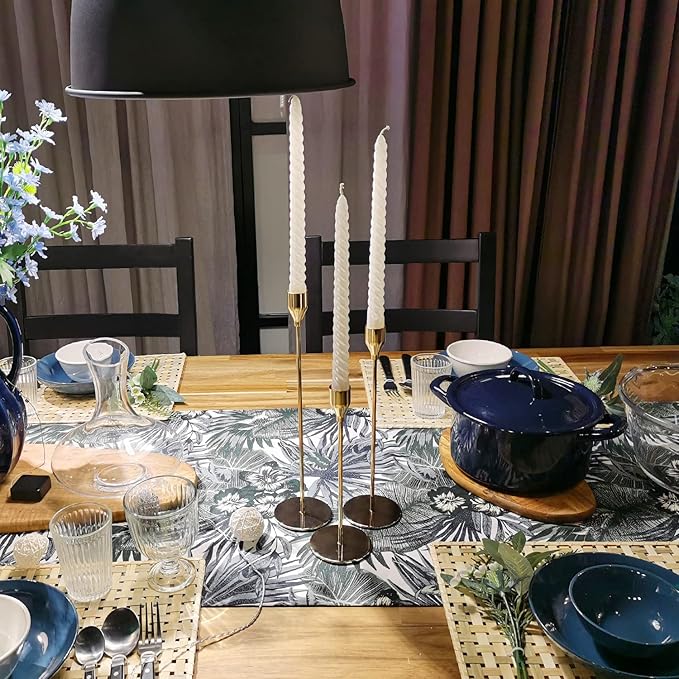 Gold Candle Holders Candlestick Holders for Taper Candles, Set of 6 Modern Decorative Candle Sticks Long Holder for Table Centerpiece, Wedding, Dinning, Party (Candles are not Included)