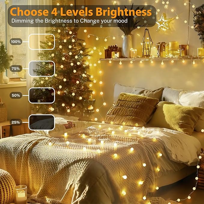 OMIKA 50FT Connectable Globe String Lights Outdoor Waterproof, 150 LED Fairy Lights with Remote Timer, Multicolor and Warm White Plug in Pastel String Lights for Indoor,Bedroom, Party, Classroom Decor
