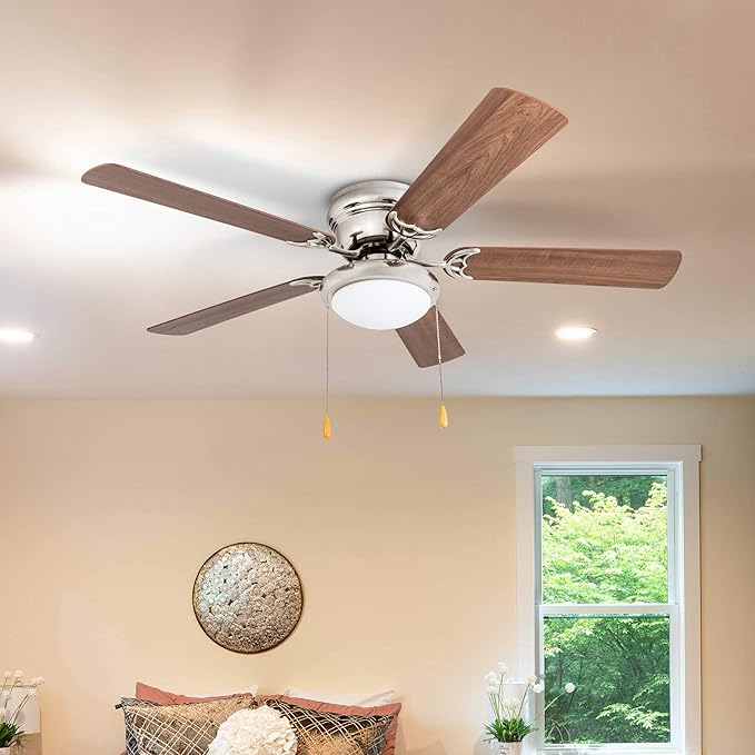 Portage Bay 50252 Hugger 52" Brushed Nickel West Hill Ceiling Fan with Bowl Light Kit