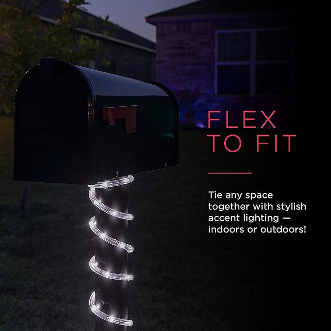 UltraPro LED Rope Lights, 16ft Classic Clear Rope, Cool White Light 5000K, Indoor/Outdoor, Flexible, Linkable, Durable, Rope Lights Outdoor, 54842