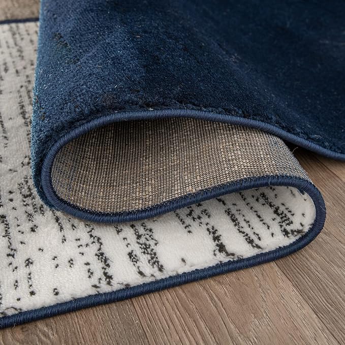 Rugshop Contemporary Modern Boxes Area Rug 3'3" x 5'3" Navy