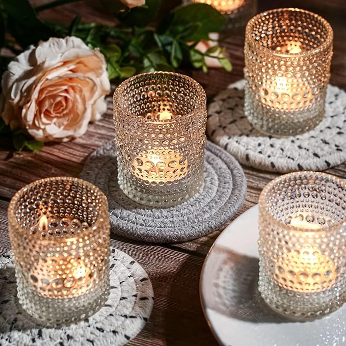 48 Packs Votive Candle Holders, Clear Tea Lights Candle Holders Bulk Tealight Candle Holder for Table Glass Holder for Wedding Decoration