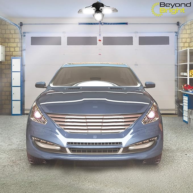 Ontel Beyond Bright LED Ultra-Bright Garage Light - 3 Adjustable Panels, Energy Efficient, Easy to Install, Durable and Long-Lasting Light for Garages, Warehouses and More