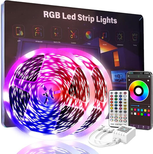 130 FT Led Lights For Bedroom,Music Synchronized, Intelligent Application Remote Control Color Change Bluetooth LED Strip Lights, Used For Bedroom, Kitchen, Room Lighting Decoration