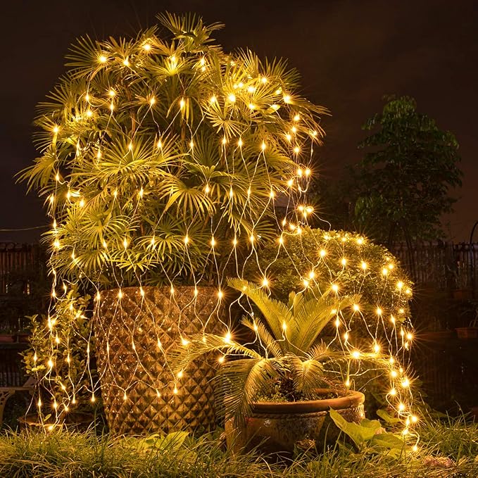 AWQ 360 LED 13.1ft x 6.6ft Warm White String Lights, 8 Modes, Timer Function, UL Certified, IP44 Rated, Outdoor Indoor Use