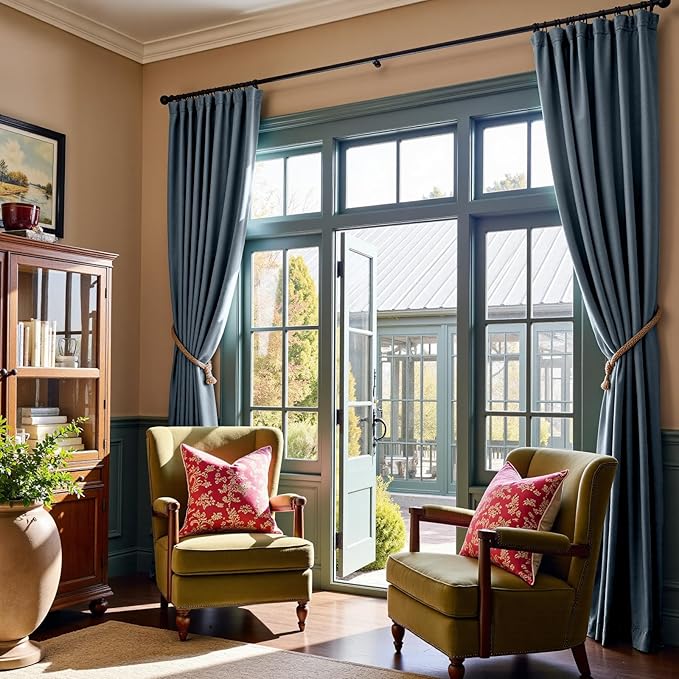 Lazzzy Velvet Blackout Curtains Thermal Insulated Room Window Drapes Super Soft Luxury Curtains for Living Room Bedroom Rod Pocket 2 Panels, Dark Slate, 52" W x 108" L