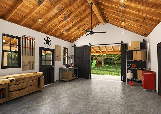 Hunter 52 inch Outdoor or Indoor Ceiling Fan No Light - Black Ceiling Fan without Light, For Patio, Porch, Garage, or Living Room, Standard Mount, 3 Blades, Pull Chain - Cassius 59264, Matte Black