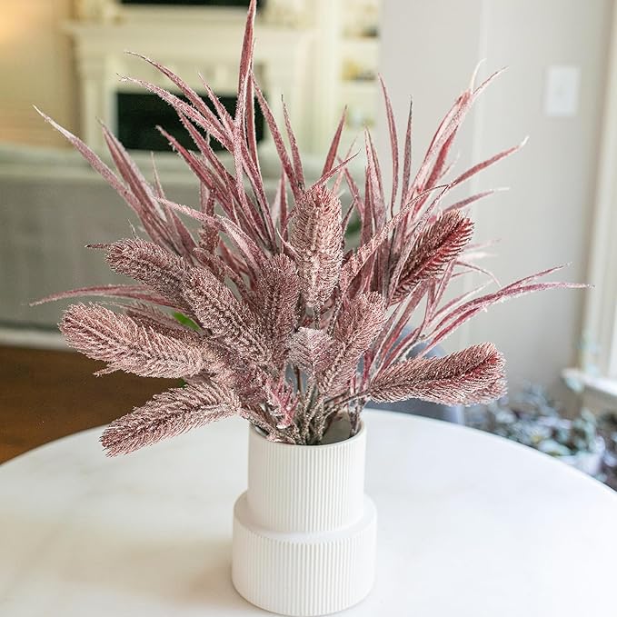 7 PCS Artificial Fall Stem Fake Plants, 26 in Fake Leaves Autumn Greenery Branches Fall Flowers Faux Foliage DIY Stems for Vase Thanksgiving Home Kitchen Office Indoor Centerpiece Table Decoration