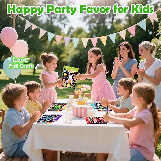 FUNNYB&G Foil Art Craft Activity for Kids - Gift for Girls Boys Crafts for Kids Fun Art Supplies DIY Creative Travel Toy, Birthday Gift Party Favor Toys for Girls Boys 4 5 6 7 8 9 Years Old(Easter)